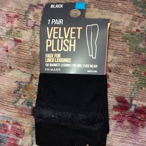 Velvet plush faux fur lined leggings primark Clearance
